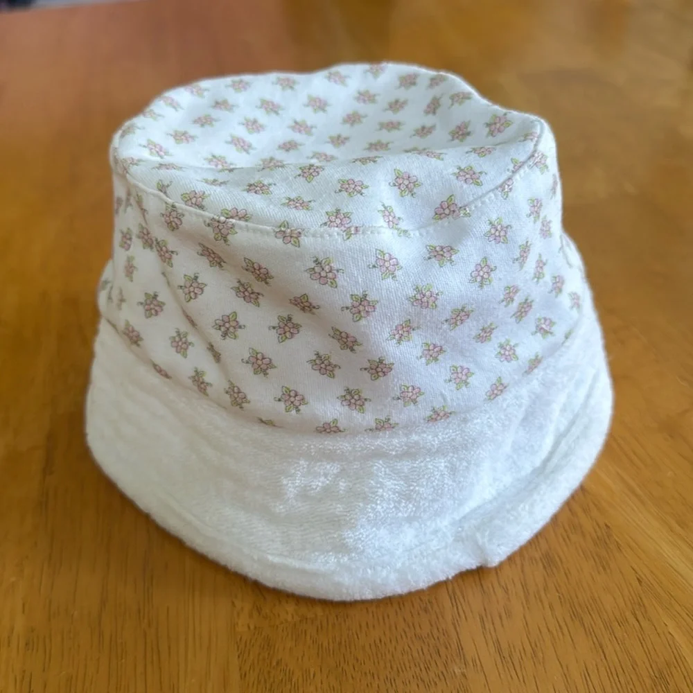 Vintage White Floral Infant Sun Hat Girl Size Medium